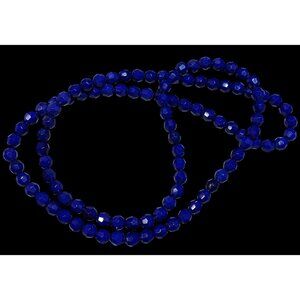 Dark Elegant Blue Faceted Glass Beaded Necklace
